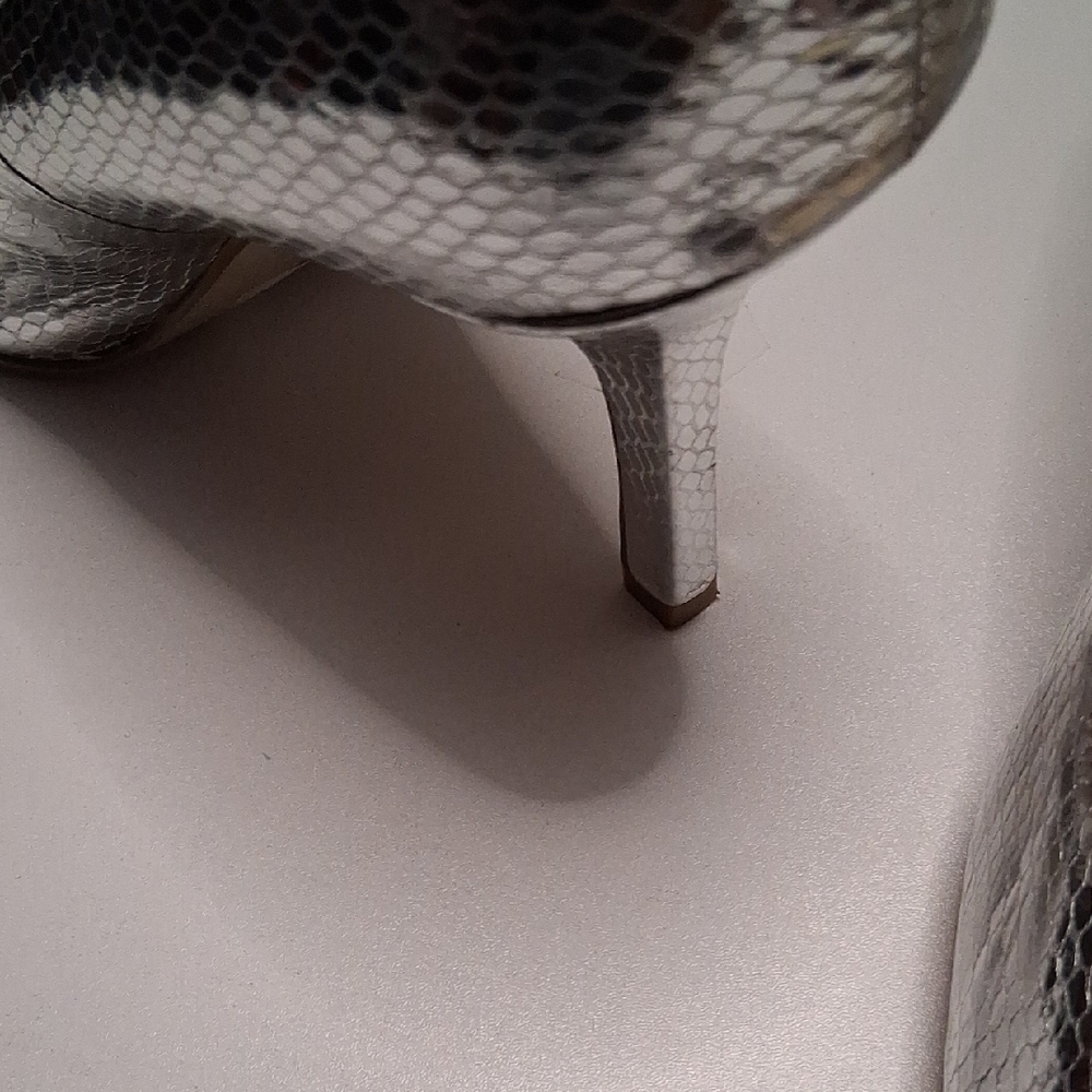 BCBGeneration Metallic Silver Snakeskin Heels - image 5